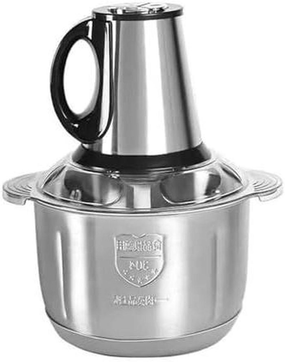 Elektrische hakmolen - Keukenmixer vleesmolen - Ingrediënten verwerken - 5 liter roestvrijstalen kom - 350W motor - Zilver