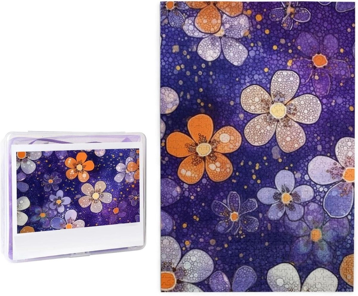 Gepersonaliseerde Puzzel - Fotopuzzel Legpuzzel - Ontspanning Thuis - Duurzaam Houtmateriaal - 1000 Stukjes - Blauwe Bloemen