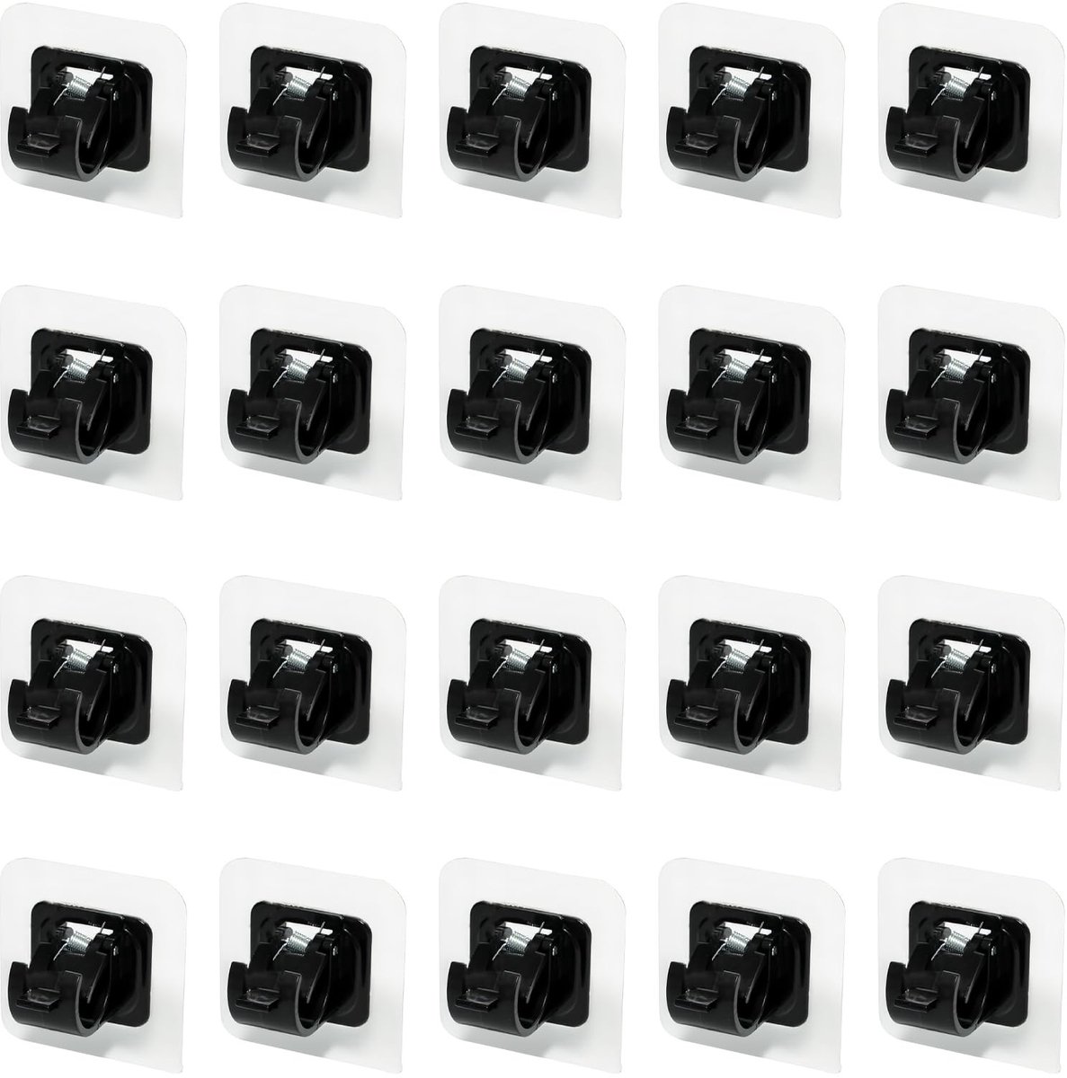 Dailygoods- Gordijnroede - 20 Stuks - Zwarte Gordijnroedehouder - Zelfklevende Bevestiging - Stabiele Klem - Geschikt voor Stangen tot 2,2 cm - Gordijnhouder