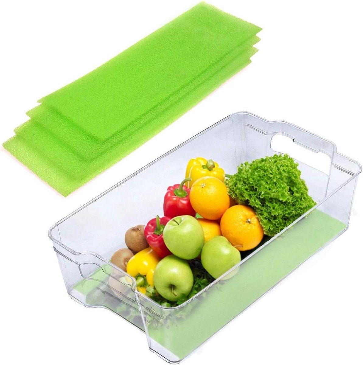 Koelkastlade Voeringen - Productbeheerders - Groenten Vers Houden - Speciaal Anti-Schimmel Materiaal - 4 Stuks 61x15.2cm - Groen
