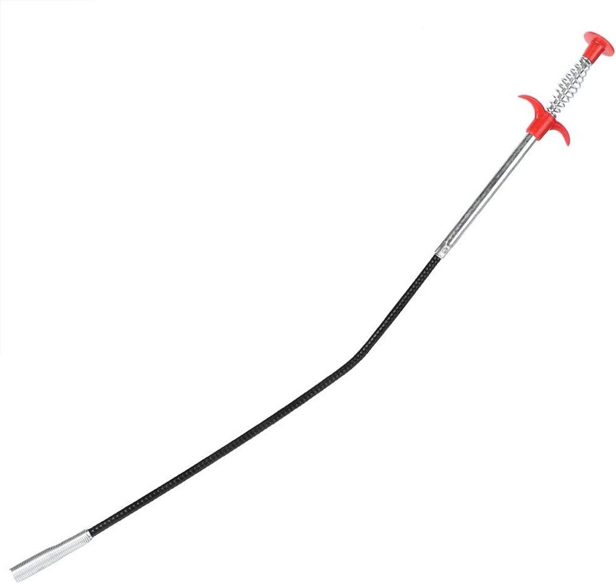 Afvoer Ontstopper Borstel - Gootsteen Reiniger - Verstopping Verwijderen - Flexibele Roestvrijstaal Haak - 62 cm Lengte - Zwart