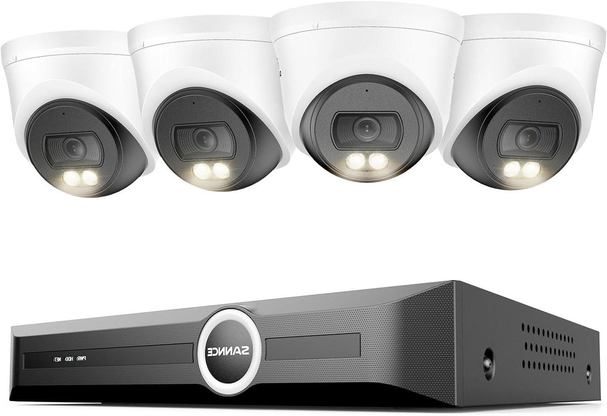 Beveiligingscamera Set - NVR Kit - Huis Bewaken - Intelligente Persoon Detectie - 8 Kanaals - Wit