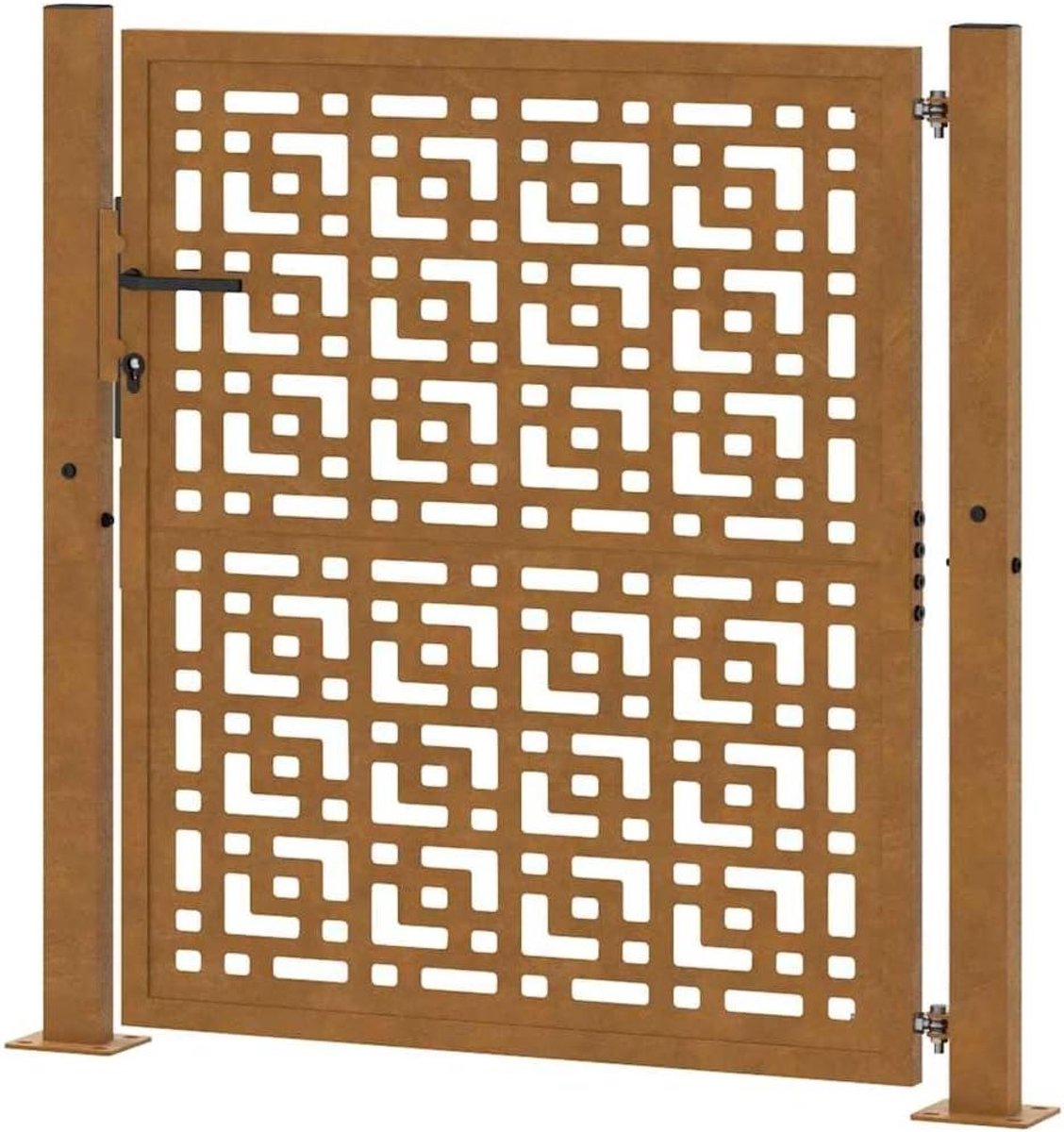 Metalen Tuinpoort - Stevighek - Perceel Afbakenen - Kruisdesign - 100 x 100 cm - Roestbrui