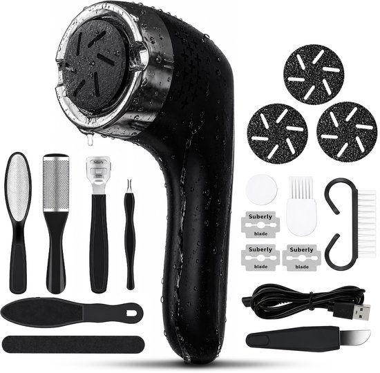 Novalance Dissolvant de callosités électrique - Étanche - Lime à pieds - Lime à callosités - Rechargeable - Dissolvant de callosités - Noir