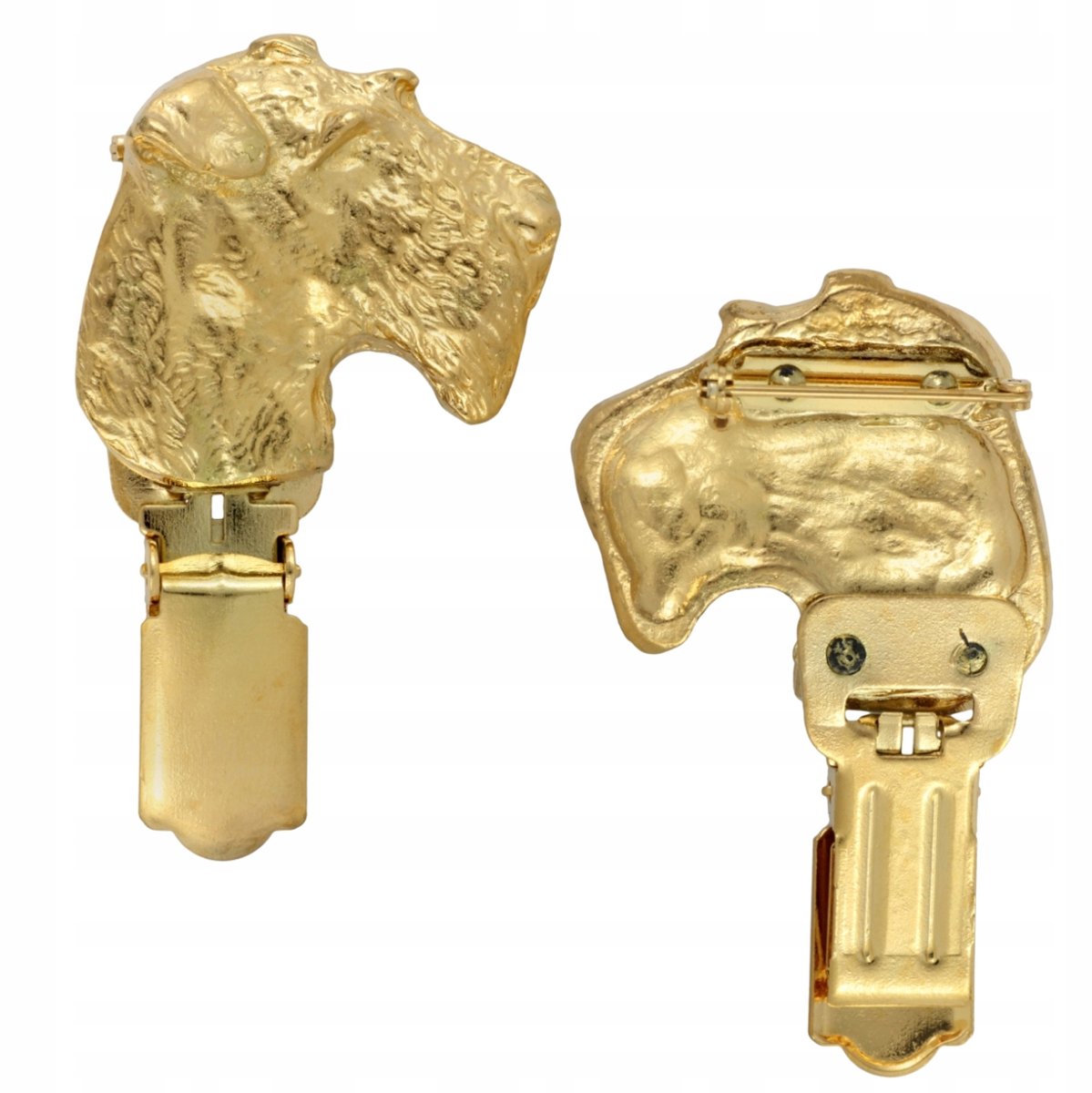 Gouden Airedale Terrier Brosche met Clip - Startnummerhouder
