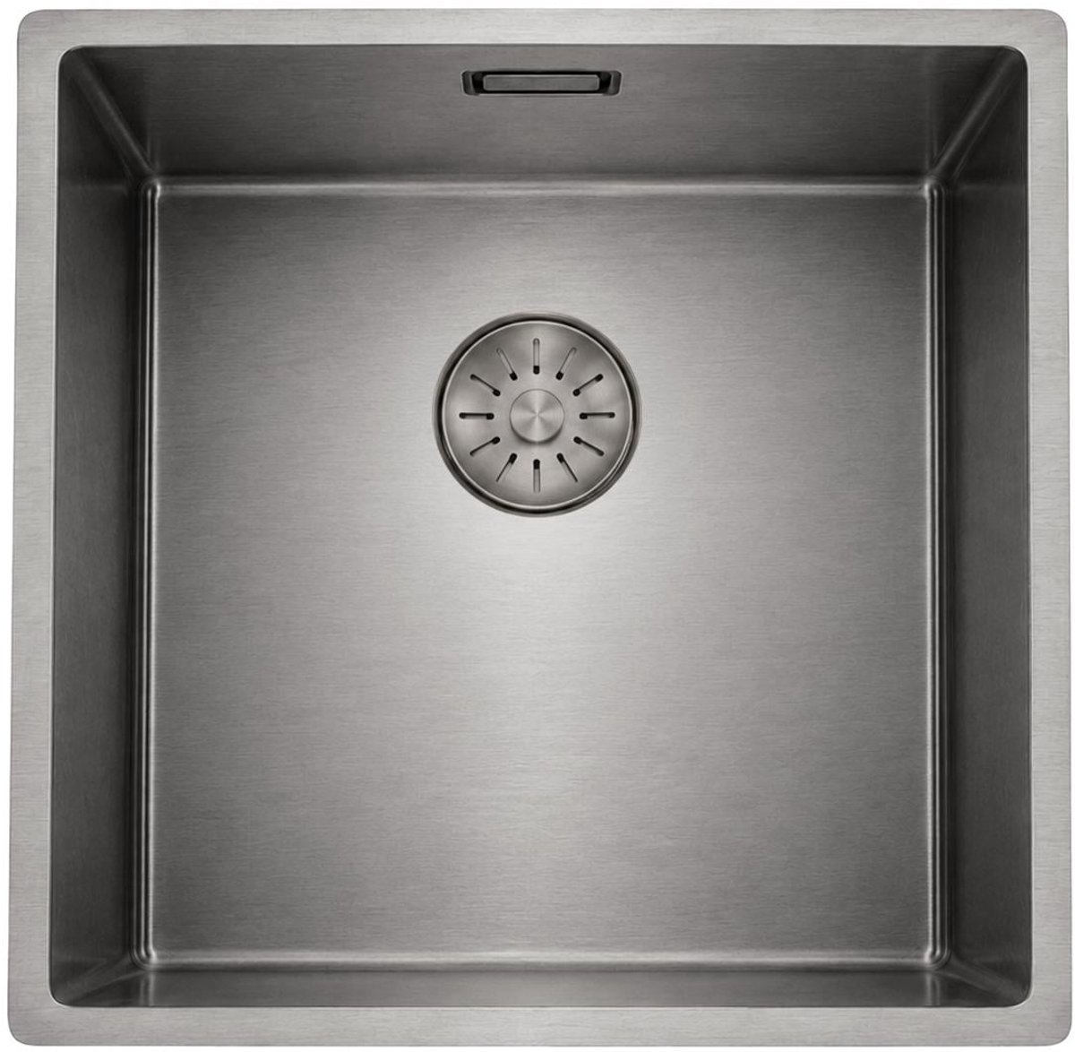 Pure.Sink Comfort PVD Gun metal spoelbak 40x40 cm 10mm radius onderbouw, vlakbouw en opbouw PCM4040-61