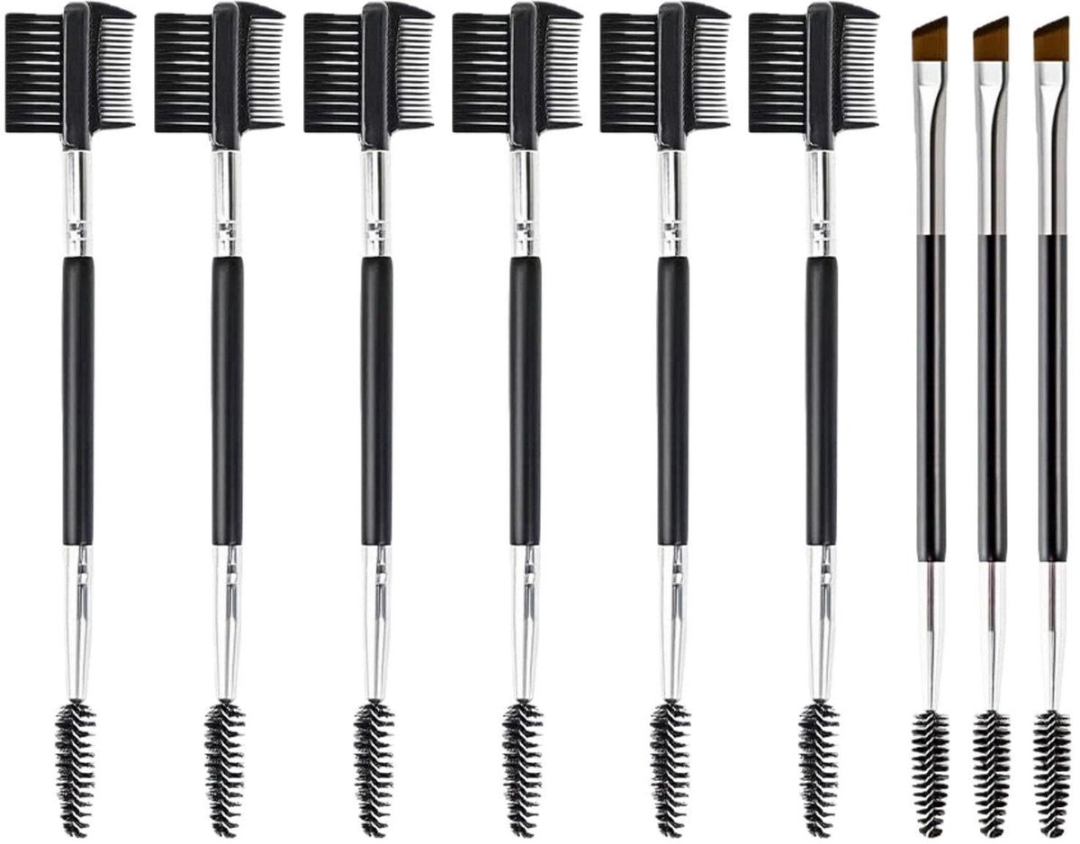 Dailygoods- Wenkbrauwborstels Set - 6 Stuks Professionele Make-Uphulpmiddelen - Schuine Wenkbrauwborstels - Wimperkammen - Draagbaar - Duurzaam ABS Materiaal - Make-upkwasten