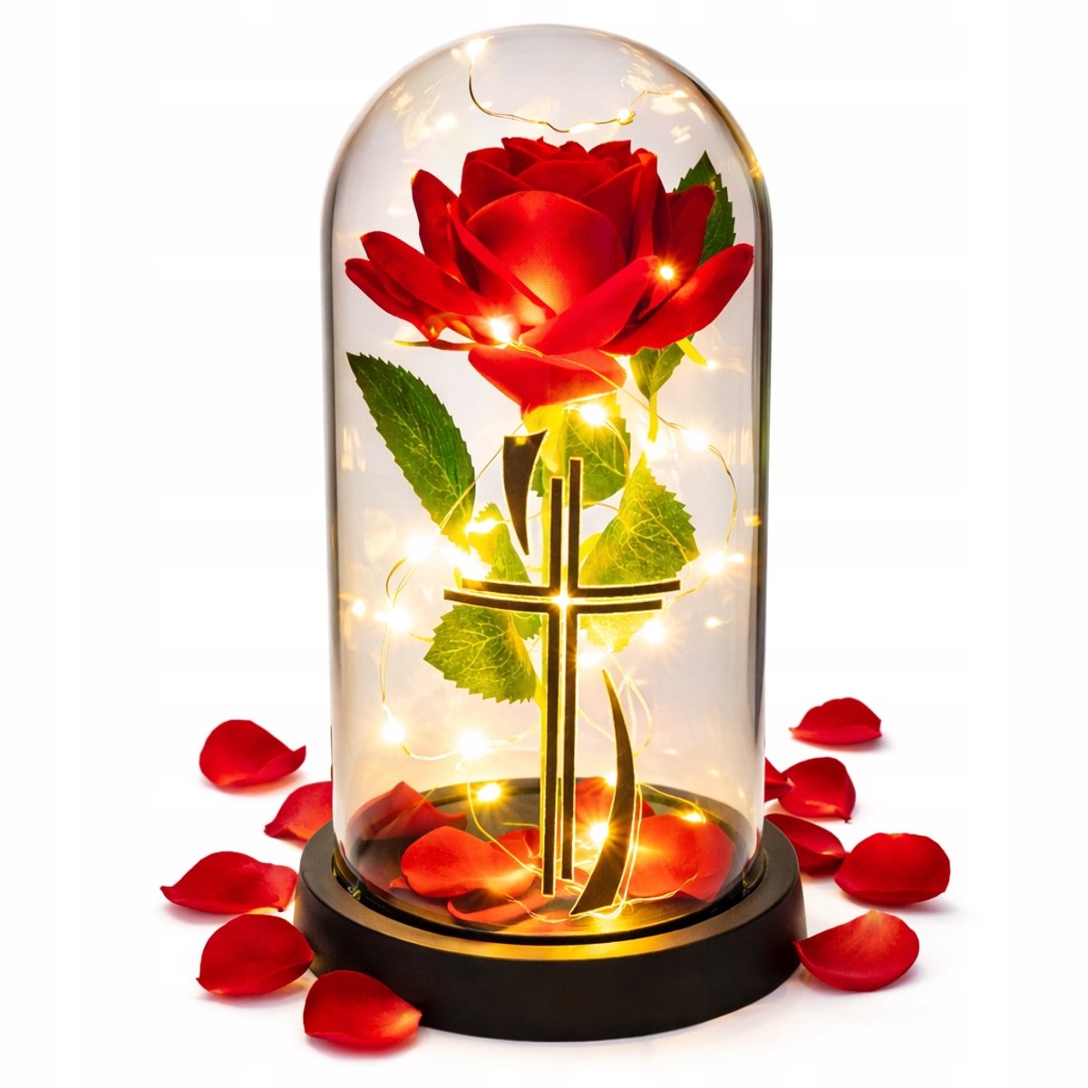 LED Graf Lampion Rode Eeuwige Roos - Sfeervolle Grafdecoratie