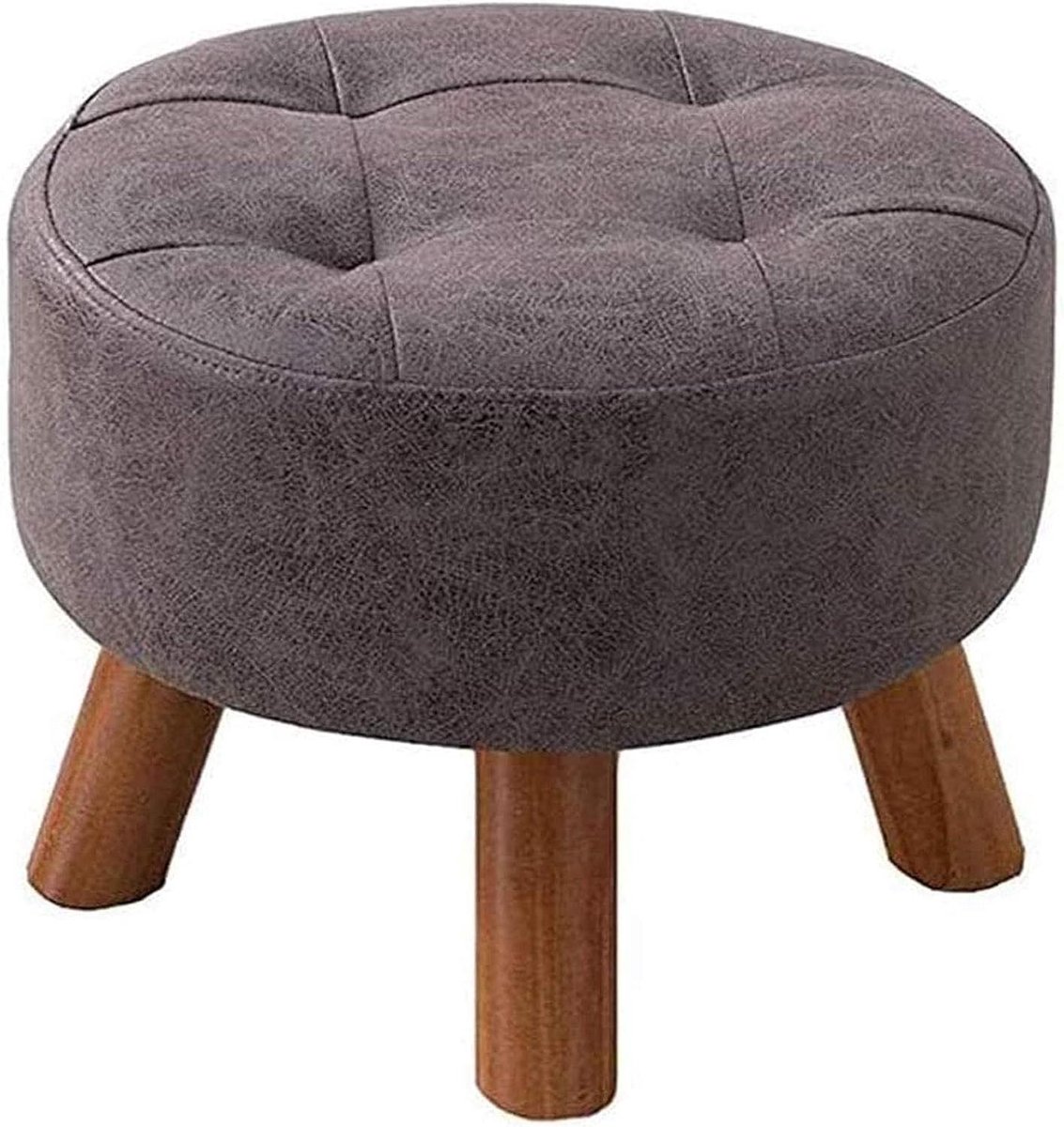 Houten Voetenbank - Ottomaanse Kruk - Voeten Rusten - Met Opbergruimte - 40x35 cm - Grijs