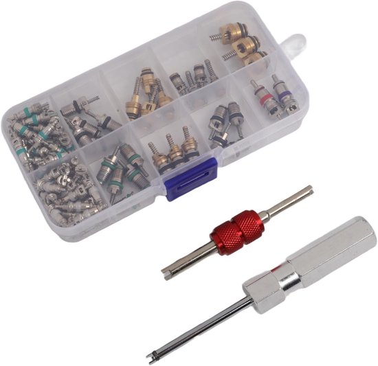 Klepkern Set - Ventiel Reparatie - Auto Airco Onderhoud - Aluminium Messing - 102 Stuks - Transparant — afbeelding 4
