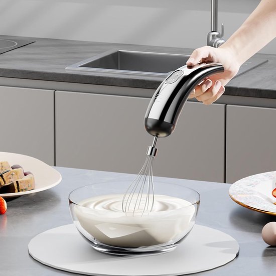 Handmixer Elektrisch - Keuken Garde - Bakken en Mixen - Vijf Snelheden Instelbaar - 6.3 x 14.9 cm - Zilver Zwart — afbeelding 3