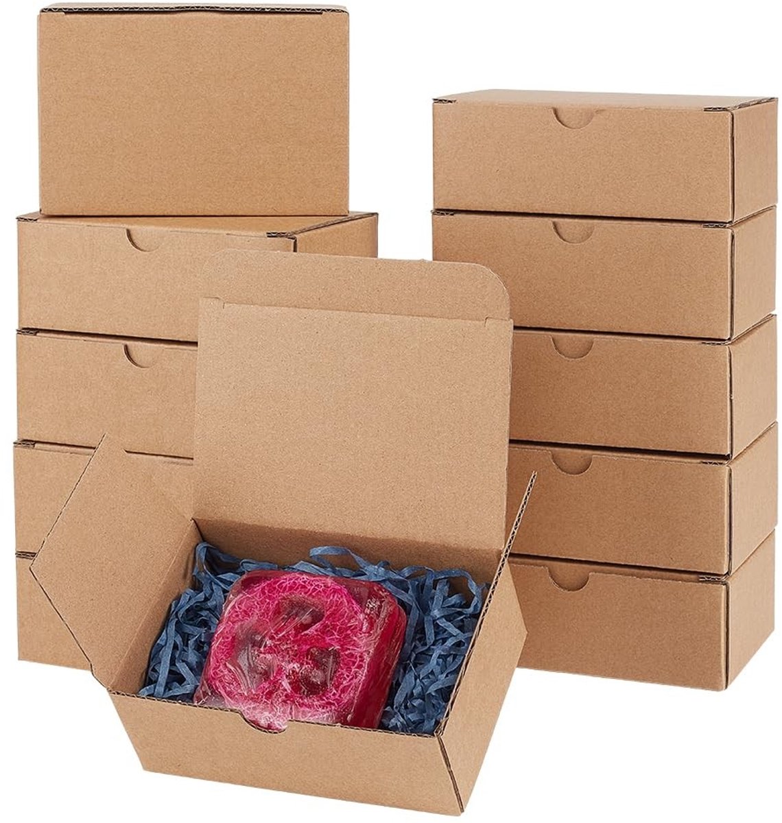 BRENZOOS- Geschenkdosen Set van 30 - Golfkartonnen Dozen - Verzenddozen - Bruine Dozen - 12,7 x 8,8 x 4,7 cm - Perfect voor Verpakking