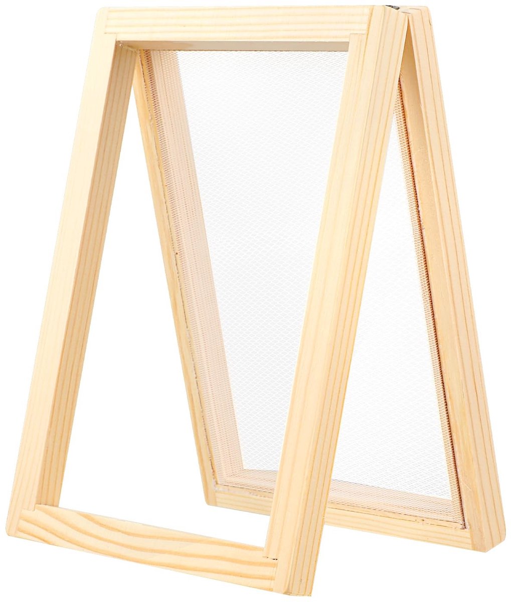 JHUBERS- Papierproductieframe A6 - Houten Zeefgereedschap - DIY Papierambachten - Droogbloemen - Natuurlijk Hout - Afmetingen 18 x 13 cm - Papierzeef