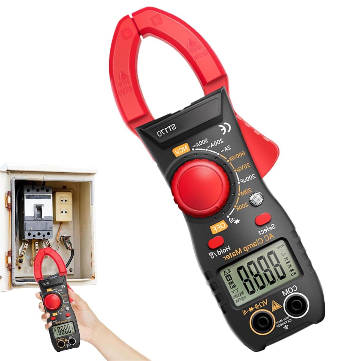 Ampèremeter Tang - Stroomtang Tester - Elektrisch Testen - Non-invasieve Meting - 500A AC - Zwart