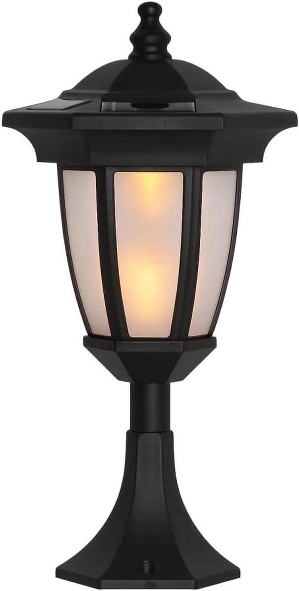 Zonne-energie Fakkel - Buitenlamp Tuin - Sfeerverlichting Tuin - Imitatie Vlam Effect - 63 cm Hoog - Zwart