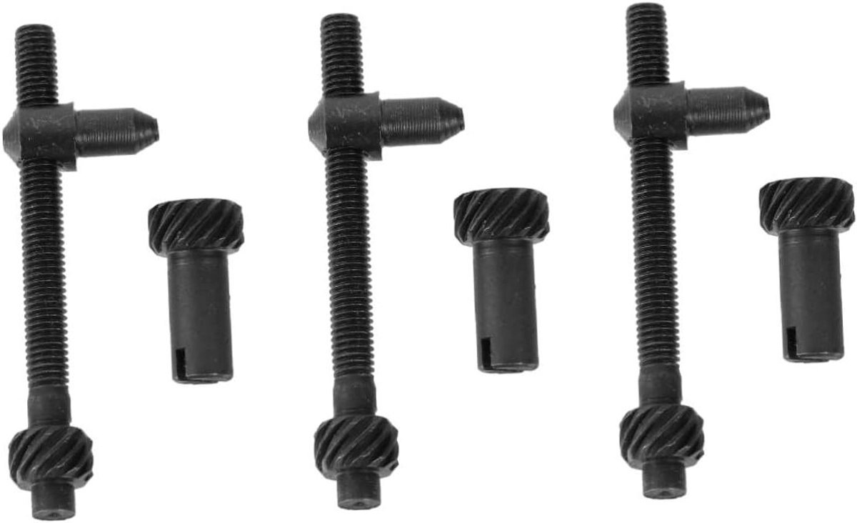 Kettingzaag Stelschroef - Kettingspanner Schroef - Ketting Afstellen - Stevig Metaal - 3 Sets - Zwart