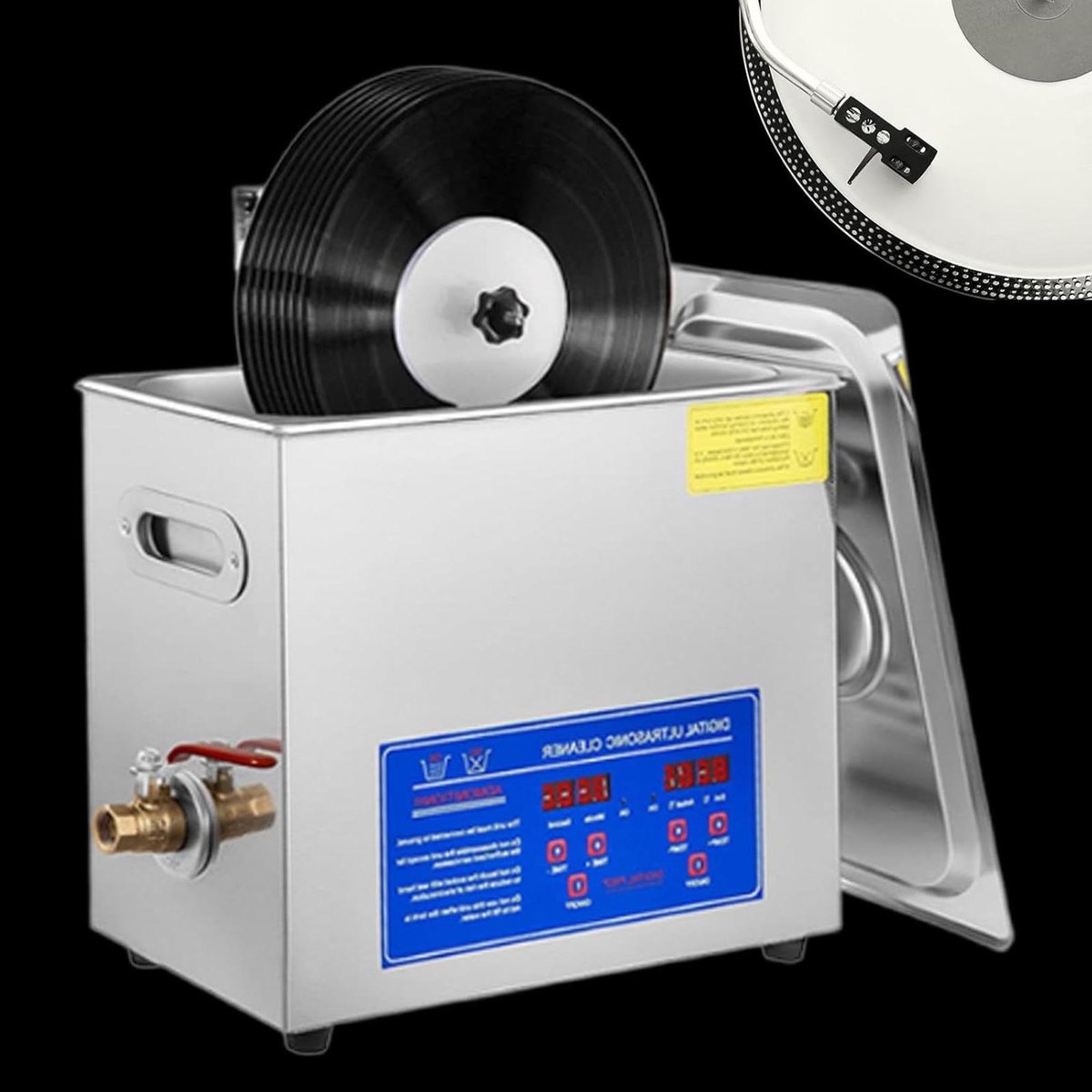 Vinyl Reiniger - Platenwasmachine - Muziek Luisteren - Ultrasone Dieptereiniging - 6 Platen Tegelijk - Zilver