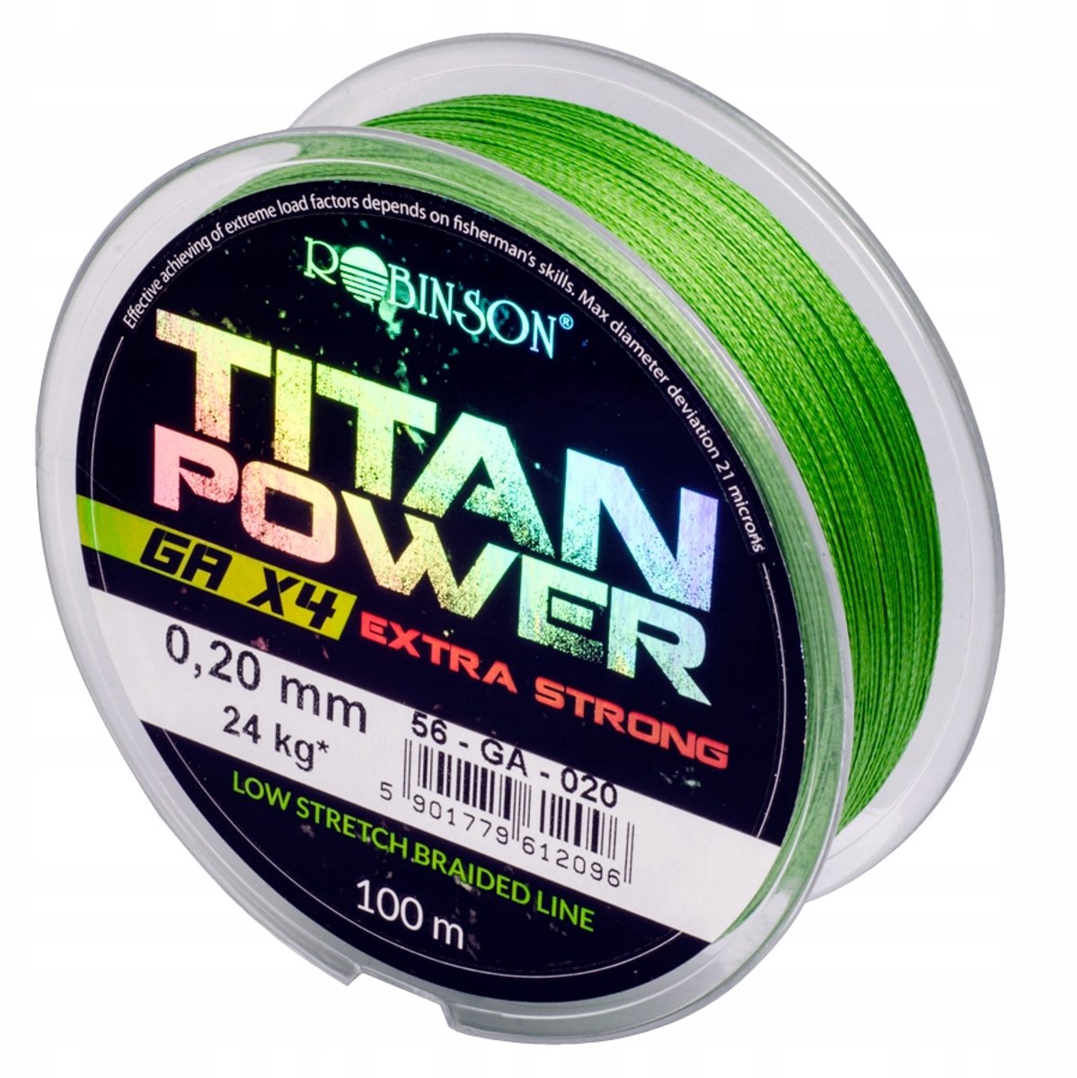 Robinson Titan Power GA x4 Visdraad - 0,28mm, 100m, Heldergroen