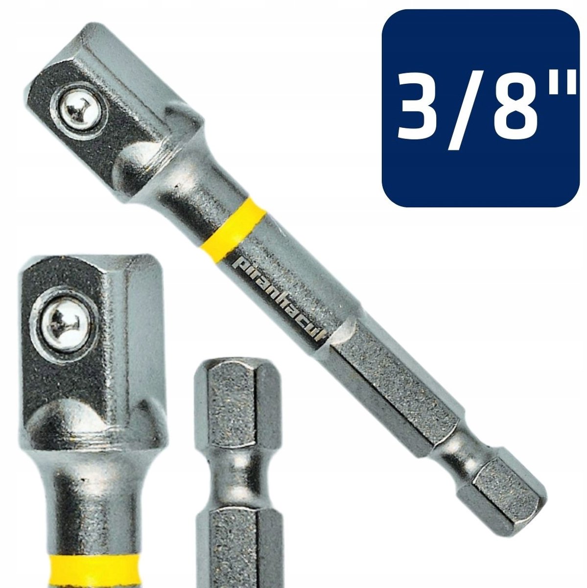 PiranhaCut Slagmoer Adapter 1/4" Hex naar 3/8" Vierkant