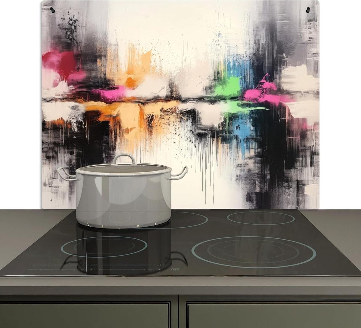 Keukenscherm Spatwand Achterwand Koken en Reinigen 2-in-1 Functie 52x80 cm Abstract Kleurexplosie