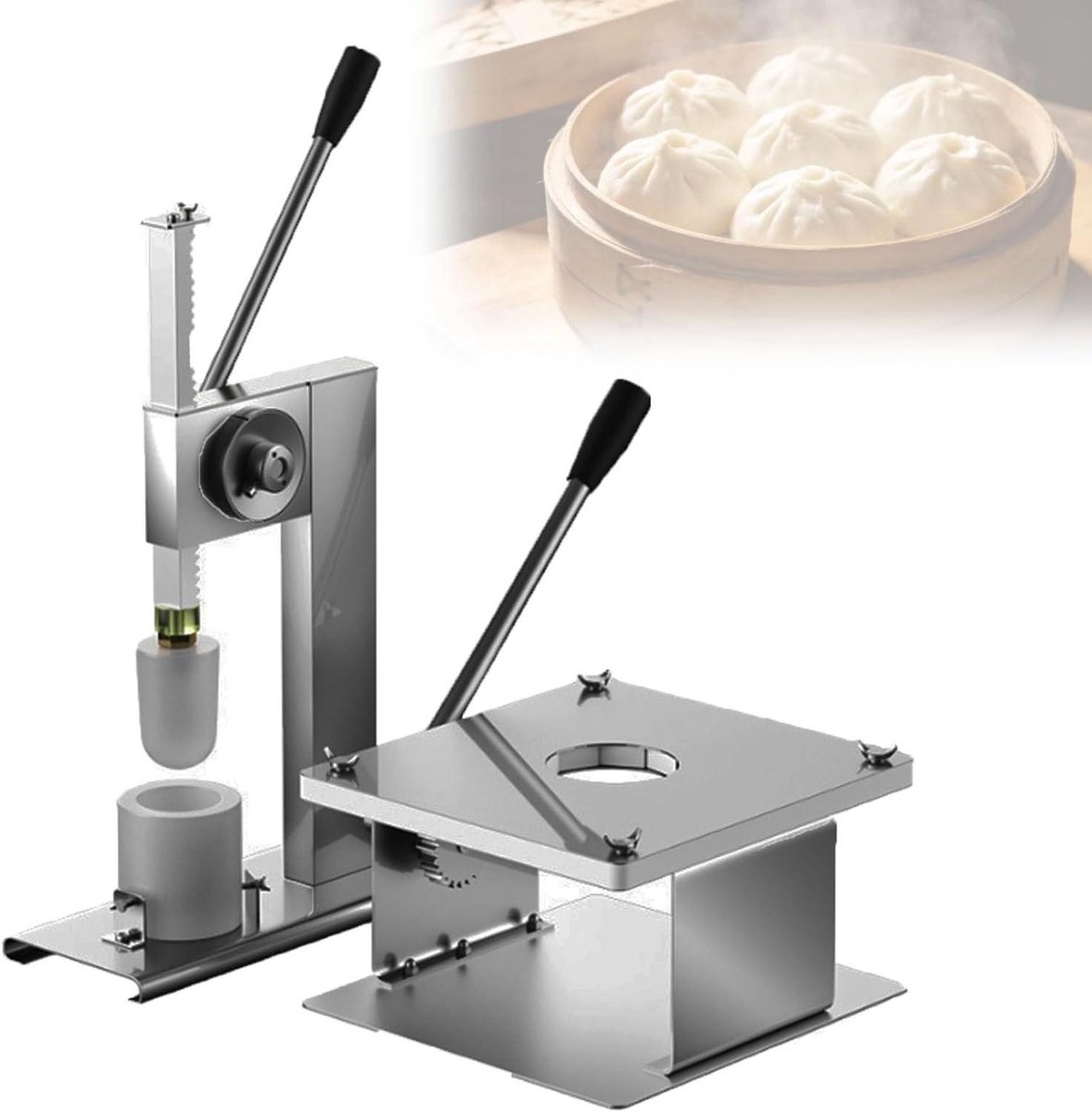 Broodjesmachine - Gestoomde broodjes - Thuis bakken - Halfautomatisch - 400-500 stuks/uur - Zilver