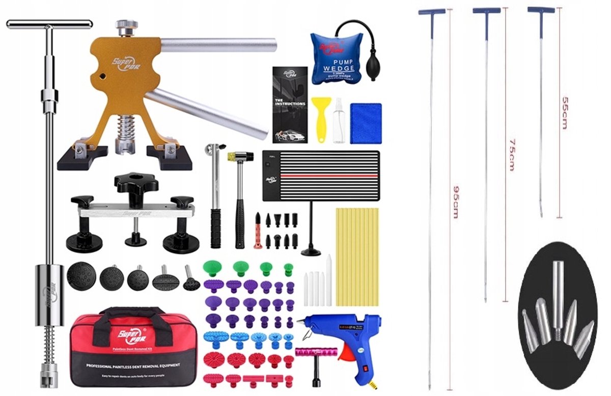 Professionele PDR-set voor deukreparatie - lijm, trekker, hamers