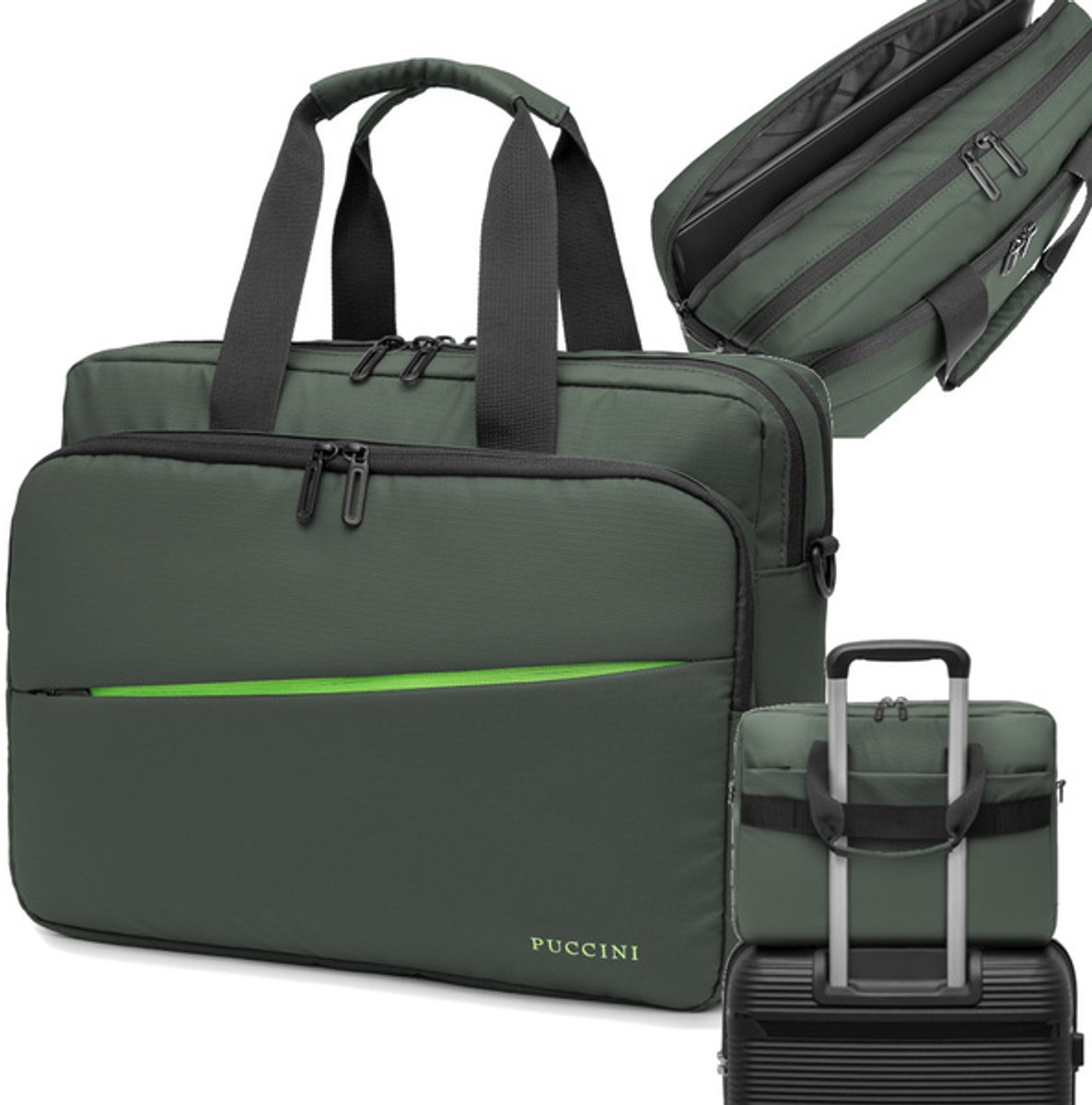 Puccini Colorado Laptoptas 15,6'' Groen PU - Stijlvolle Actetas