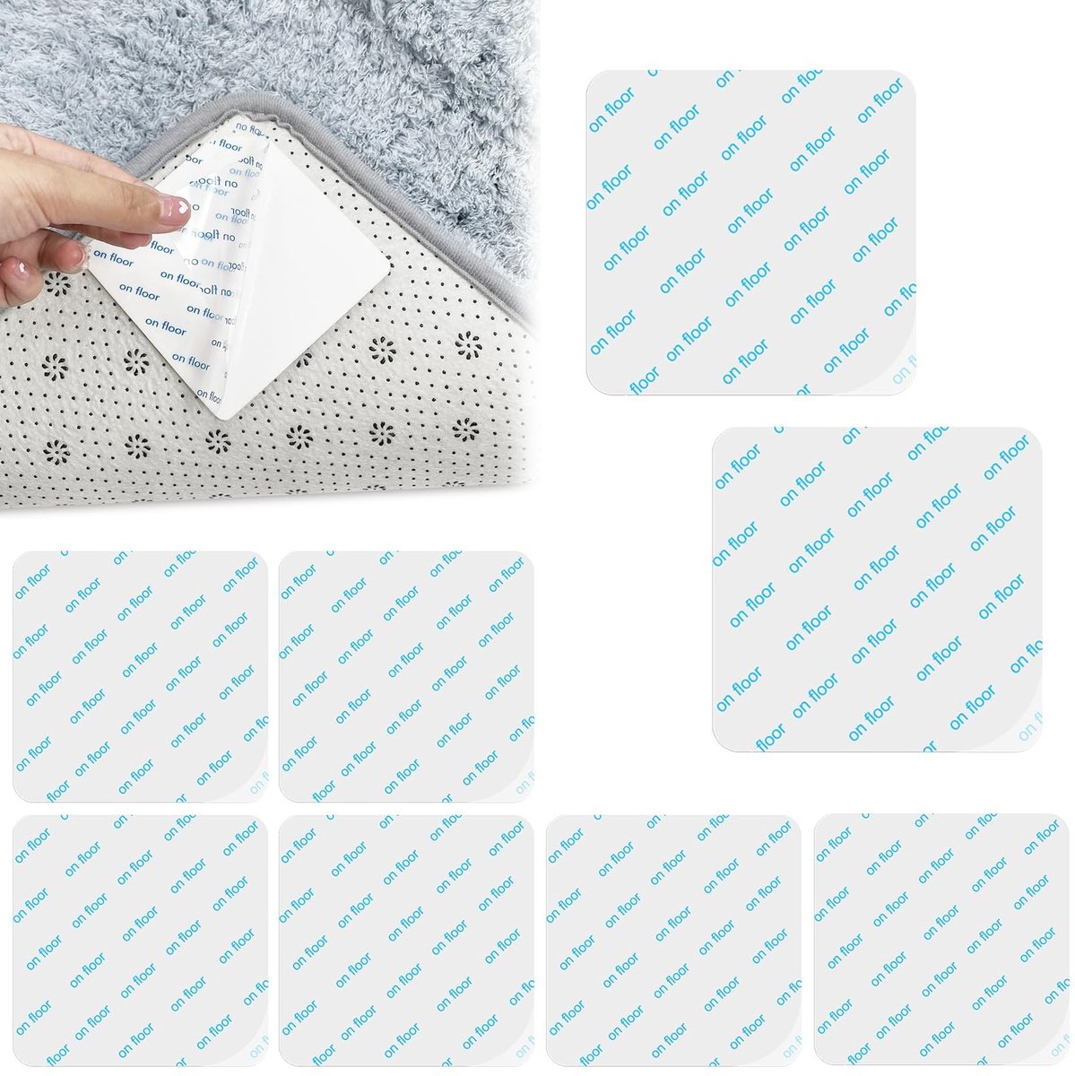 Dailygoods- Tapijtgrijpers 8 Stuks - Antislip Pads - Vierkante Antislip Tapijttape - Herbruikbare Grijpers - PU + Schuim - 10×10 cm