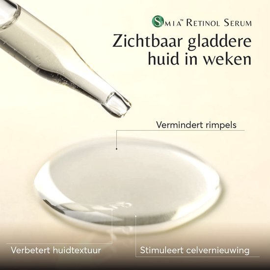 SIMIA™ Original Active Retinol Serum - Met Vitamine E & Hyaluronzuur - Gezichtsserum - Collageen - Anti Aging - Celvernieuwing - Anti-Acne - Tegen Mee-eters en Grove Poriën - Tegen Pigmentvlekken - 30ml