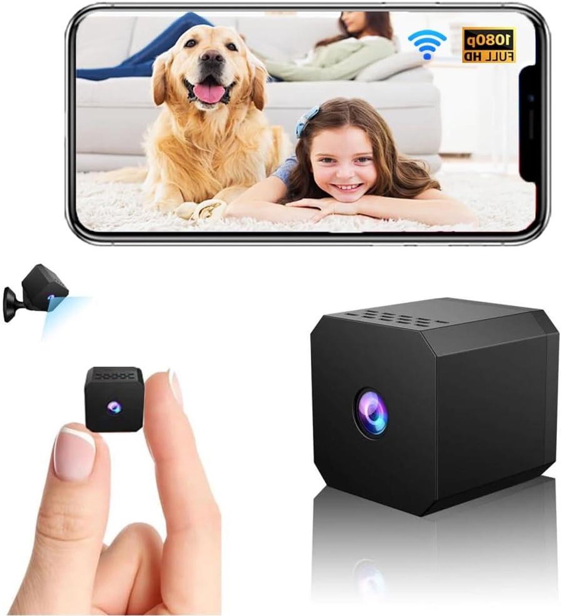 Mini Camera - Verborgen Camera - Beveiliging Thuis - Real-time App Weergave - 30x30x30mm - Zwart