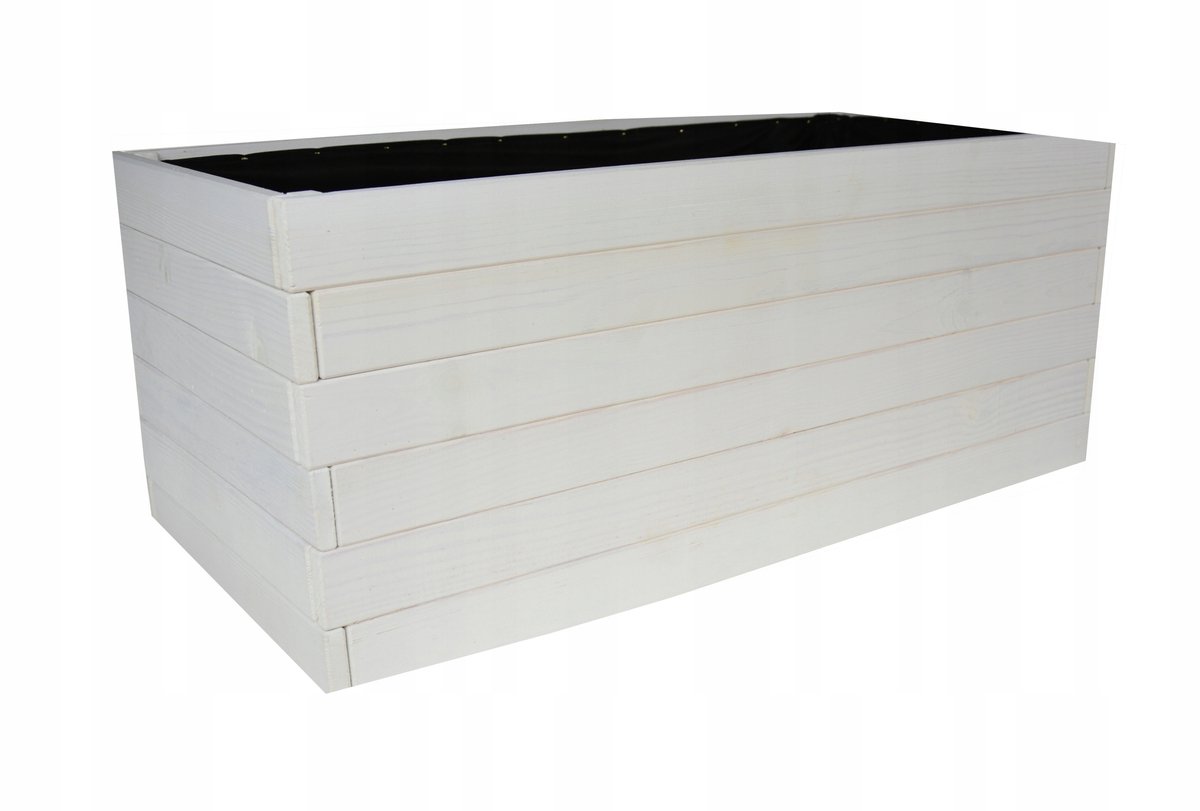 Houten bloembak voor terras/balkon - Wit, stevig, 80cm