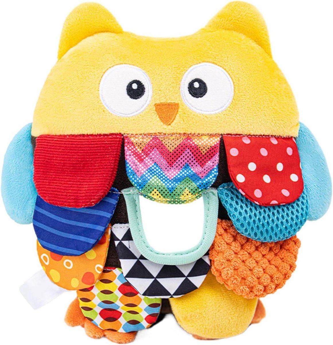 Sensorisch Speelgoed - Knuffel Uil - Vroege Ontwikkeling - Multi Textuur - 25 x 20 x 10 cm - Veelkleurig
