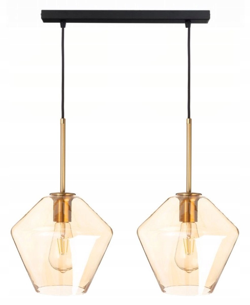 Dubbele Hanglamp Paris Amber Glas - 2xE27 - 80cm