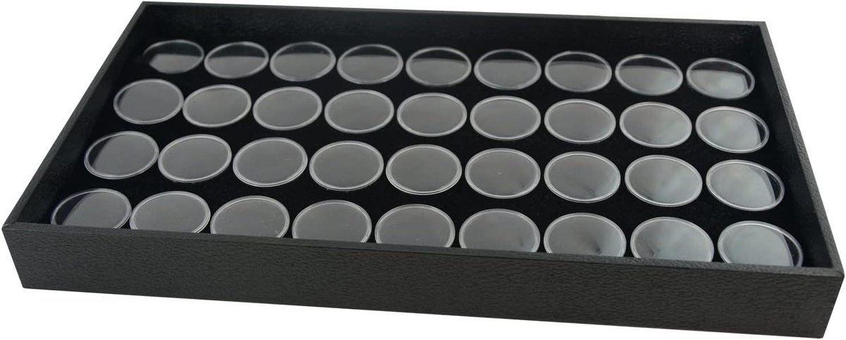 Houten Display Lade - Opbergbak Juwelen - Sieraden Presenteren - Met Potjes - 37.5 cm - Zwart