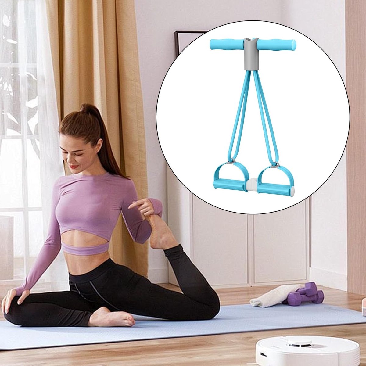 Pedaal Enkel Trainer - Fitness Elastiek - Full Body Workout - Vier Versterkte Koorden - 349 gram - Blauw