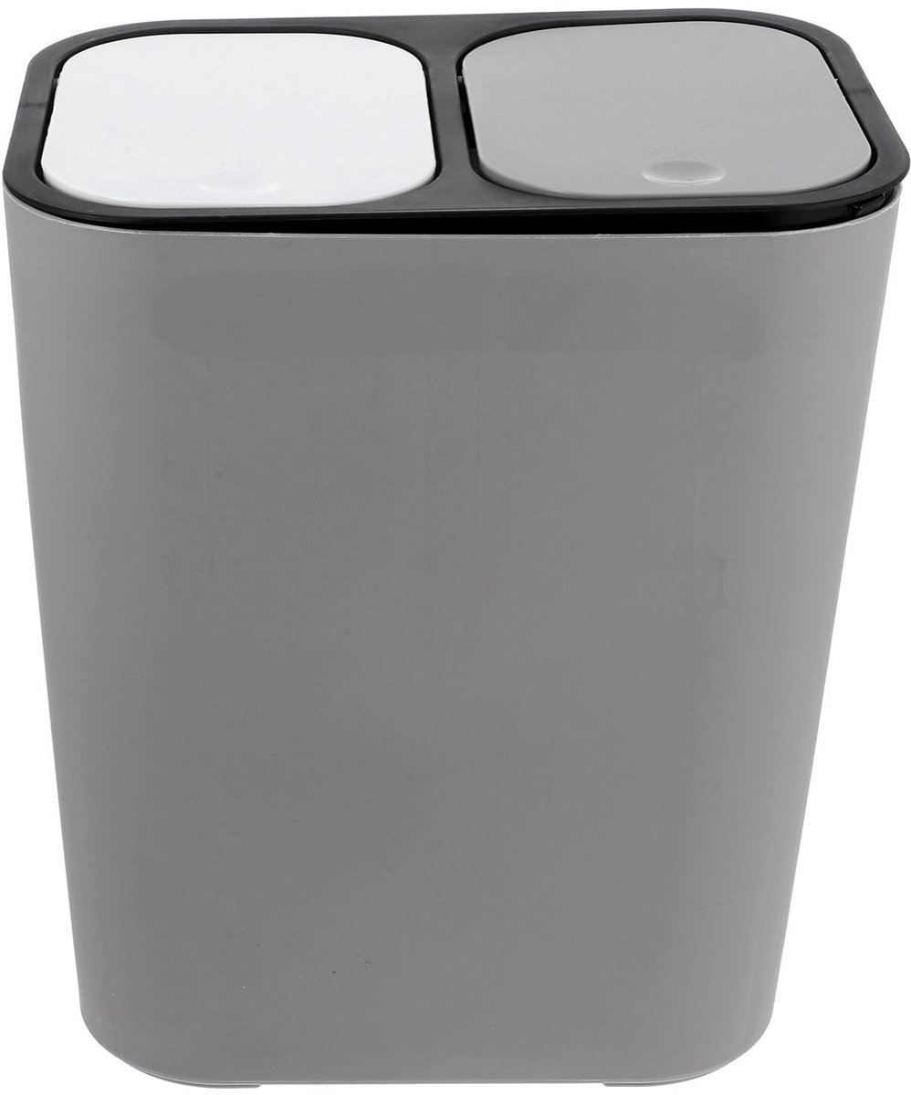 Dailygoods- Afvalemmer met klapdeksel - Dubbele Vuilnisemmer - Kunststof Afvalemmer - Recyclingcontainer - Papiermand - Compacte Afvalbak - Vuilnisbak