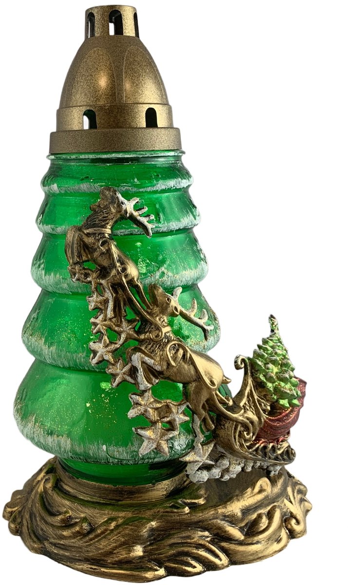 Kerstmis Graflicht Glas Groen - Kerstboom, Rendier & Slee