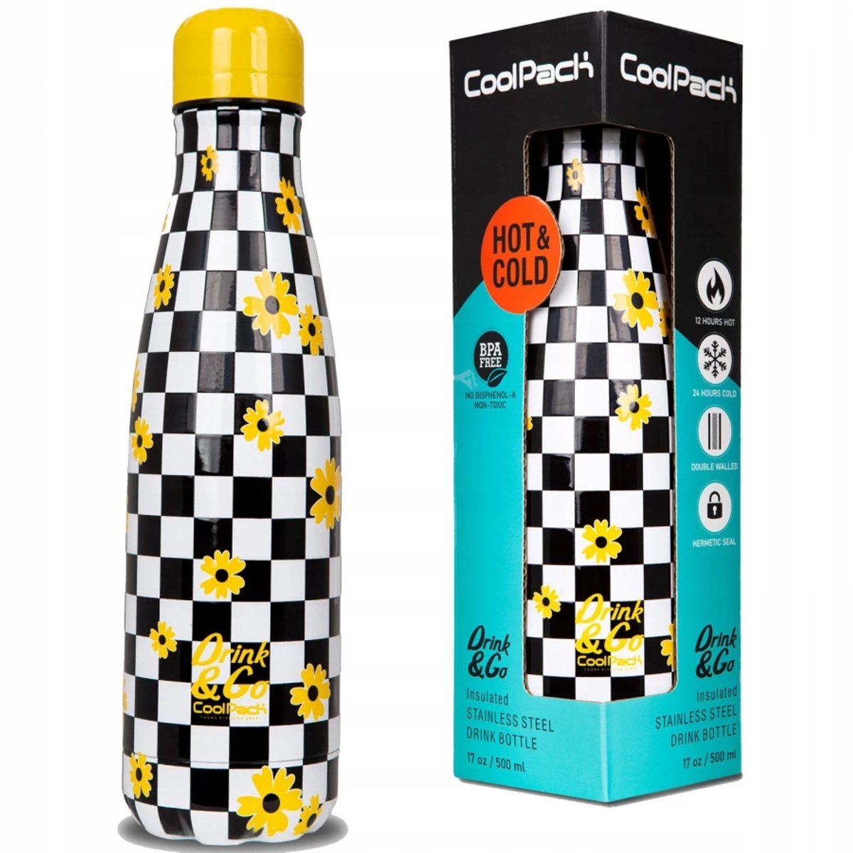 CoolPack Thermos Bidon 500ml - Dambordontwerp