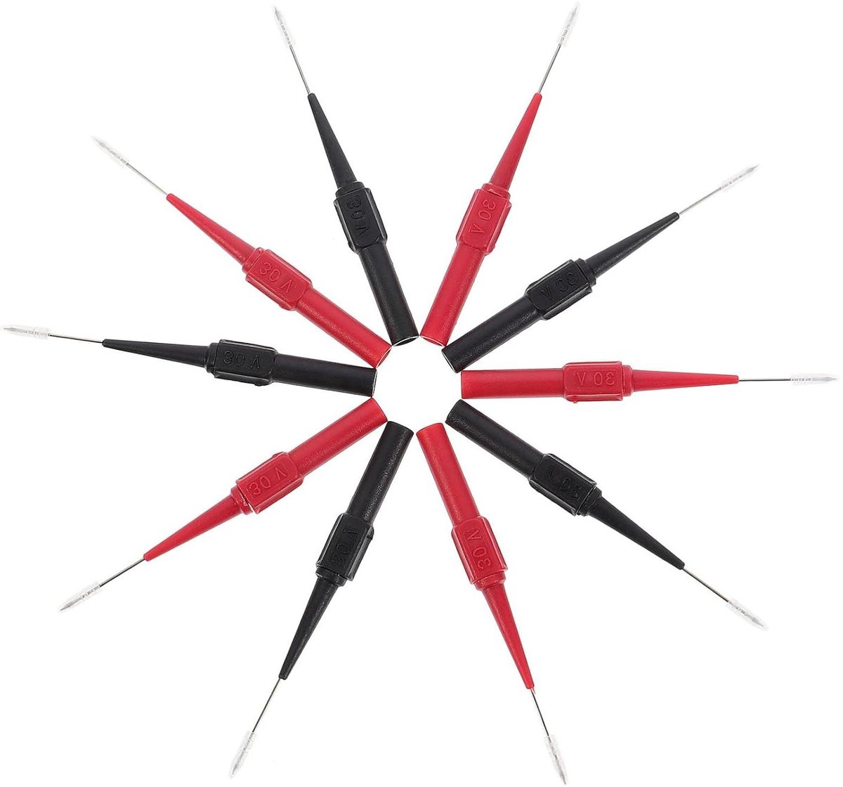 Testpennen Set - Meetpennen - Elektronische Metingen - Duurzame Testpinnen - 10 Stuks - Rood Zwart