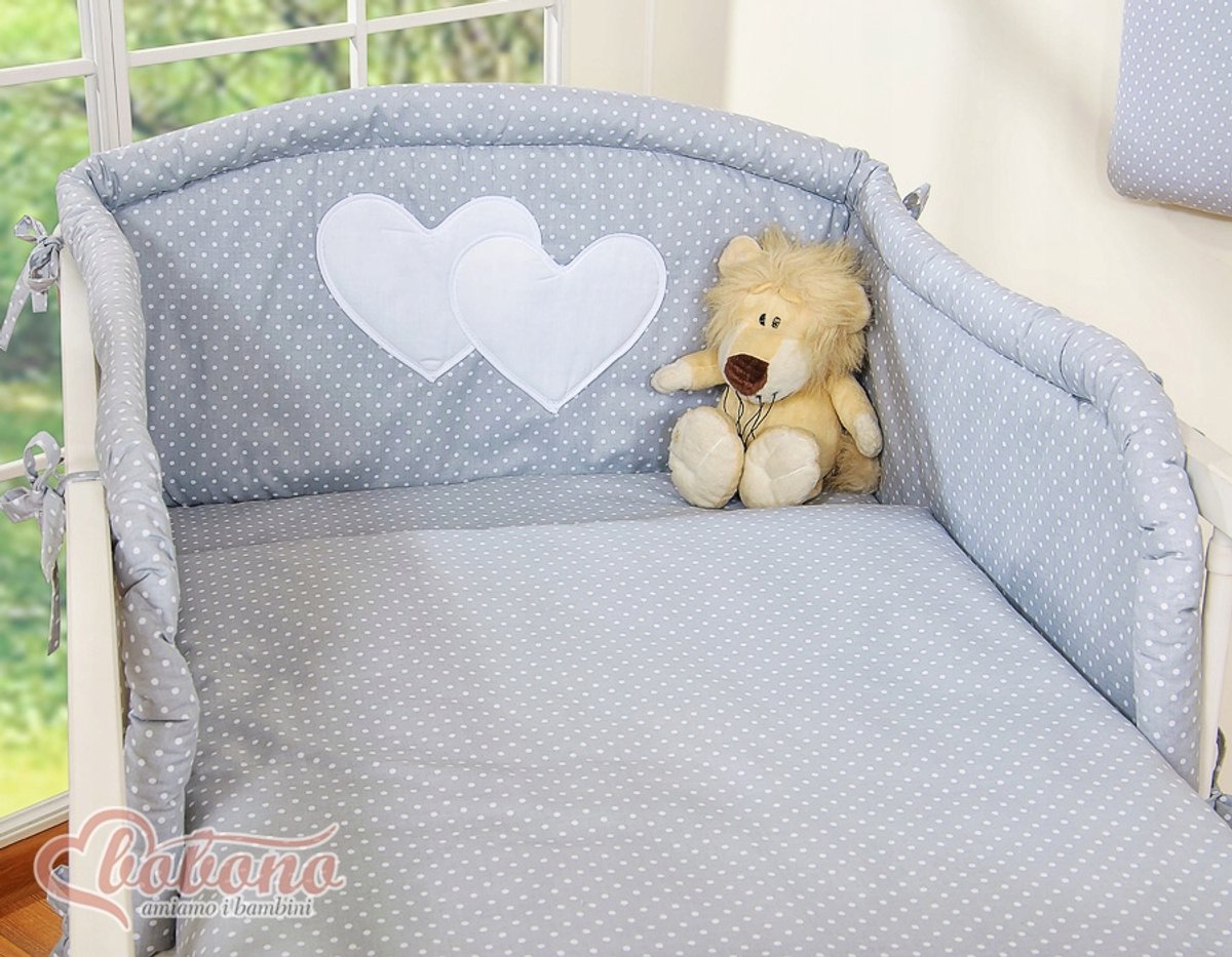 Babynestje 2-delig 120x90 cm - Hartjes & Stippen op Grijs