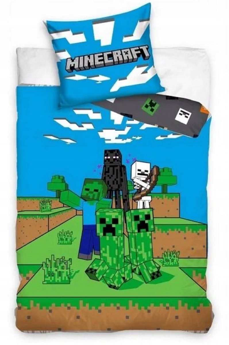 Minecraft Kinderbeddengoed 140x200cm Creeper Zombie Katoen