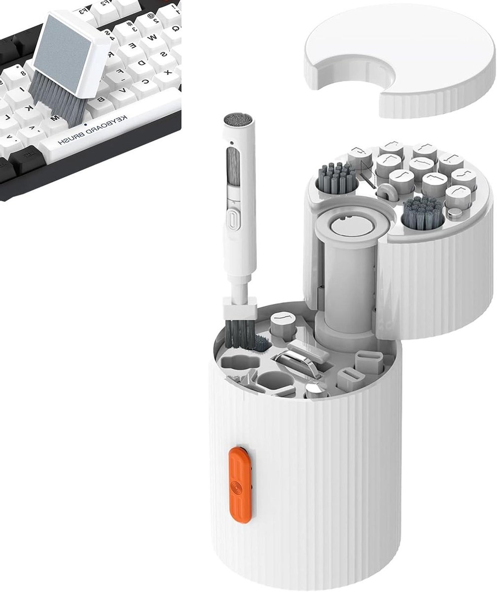 Reinigingsset Elektronisch - Borstel Stofzuiger - Apparaten Schoonhouden - 21 Delige Kit - Compact Ontwerp - Wit