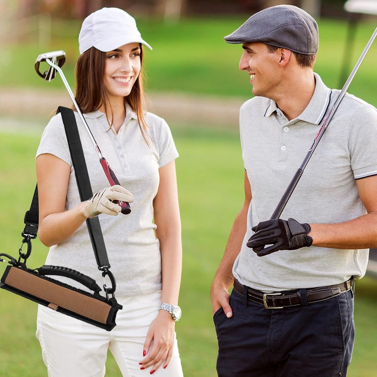 Golfclubtas - Golftas - Sporten - Duurzaam leer - Draagt 3-6 clubs - Kaki