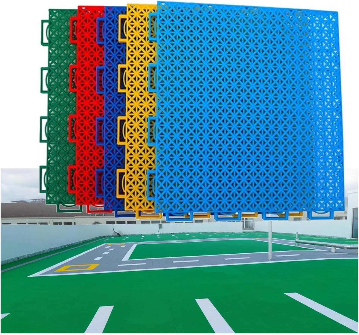 Sportvloer Tegels - Modulaire Vloer - Sportvelden Maken - Snelle Waterafvoer - 16 Stuks - Groen