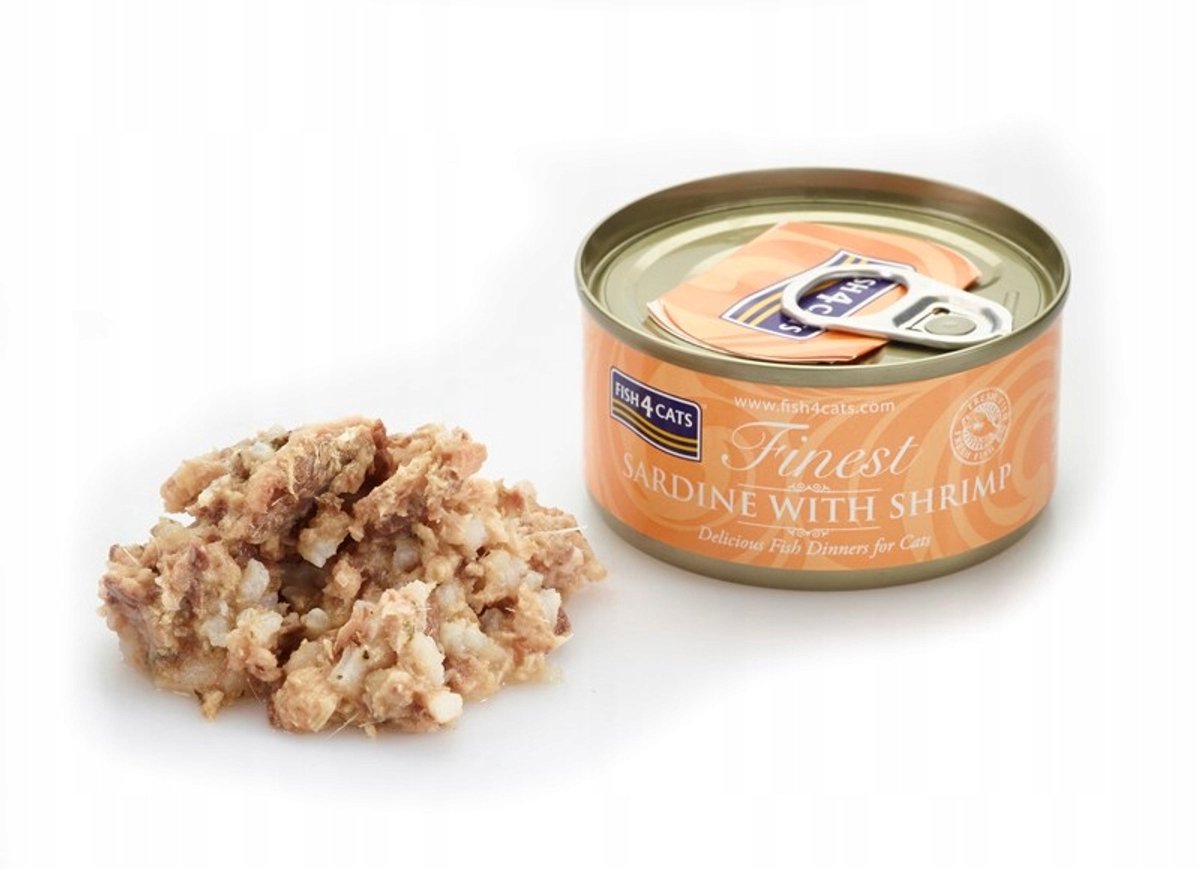 Fish4Dogs Fish4Dogs Finest - Natvoer voor Katten - Sardine met Garnalen - 12x70g - Omega-3 Rijk
