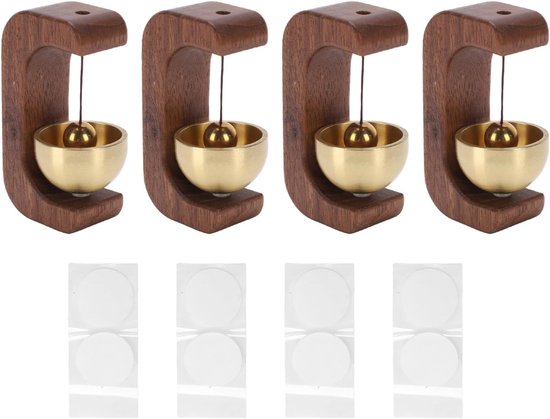 Magnetische Deurbel - Houten Bel - Horeca Gebruik - Vintage Design - 4 Stuks - Hout Metaal — afbeelding 4