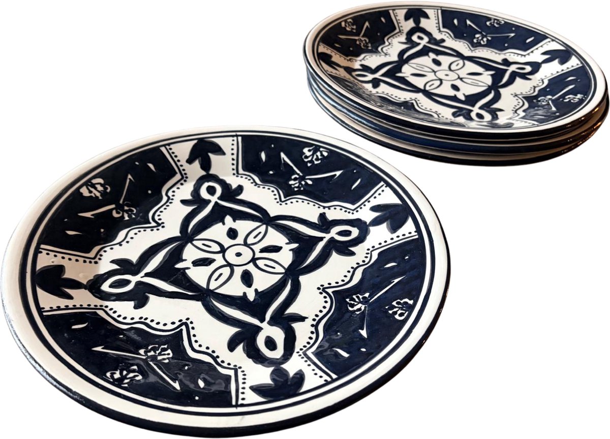 Set van 4 borden Black Fond Ø 27,5 cm | PB.BF.28 | Dishes & Deco
