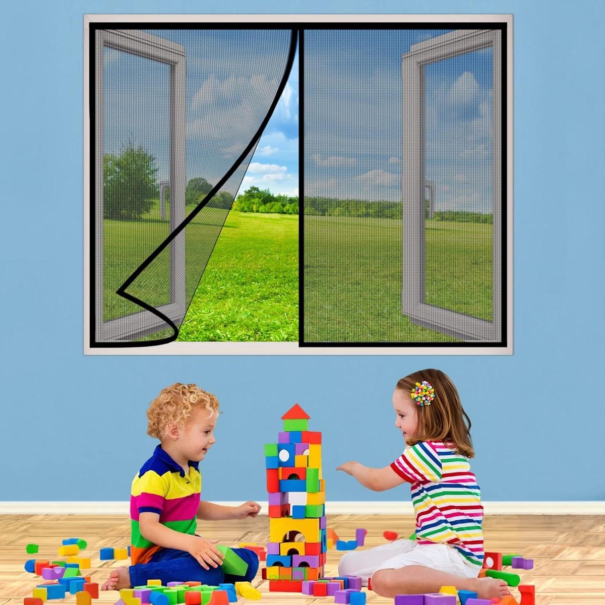 Hordeur Horren - Insectenhor Deurgaas - Insecten Buiten Houden - Magnetische Automatische Sluiting - 65x185cm - Zwart