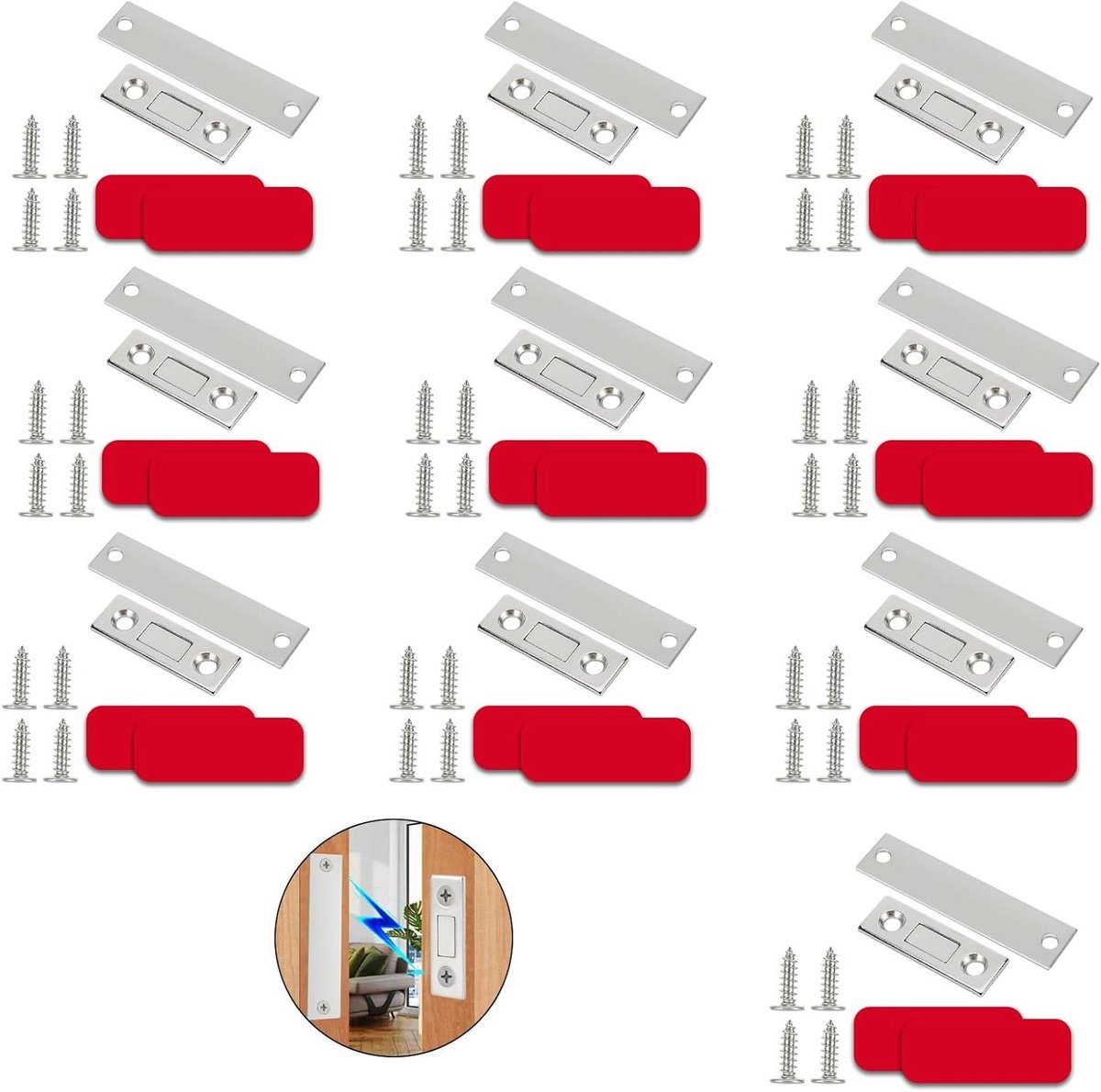 Magnetische Kastsloten - Deurgrendels Ladesloten - Kasten Sluiten - Ultradun Ontwerp - 26 mm dik - Zilverkleurig