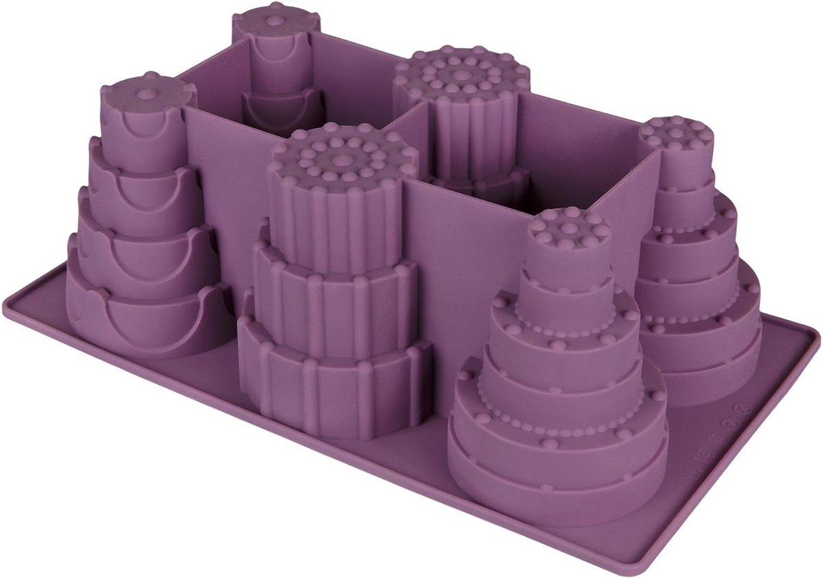 Mini Taart Mallen - Bakvormen Siliconen - Individuele Taartjes Maken - Platina Siliconen Materiaal - 6 Stuks Ø 7.5 cm